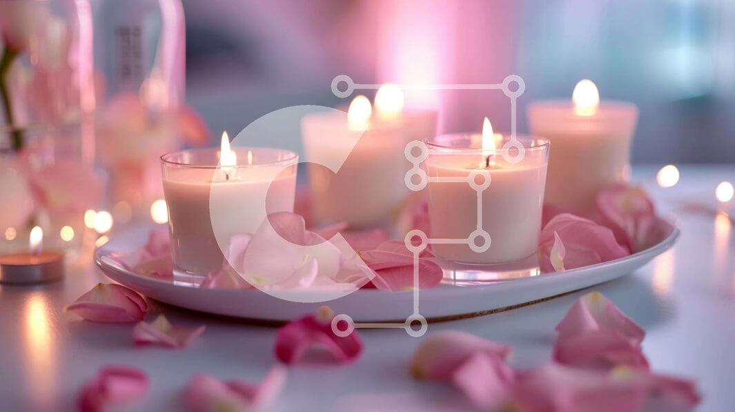 Σετ των 2 Intra Συλλεκτικό Ξύλινο Παζλ Plywood  4mm - Ήσυχο σκηνικό με κεριά και ροδοπέταλα Σε Ξύλινο Κουτί - Διαστάσεις: 10x10 cm – 25 κομμάτια