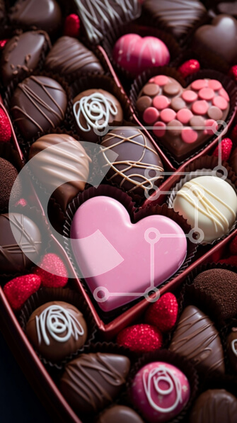 Intra Συλλεκτικό Ξύλινο Παζλ Plywood  4mm - Ποικιλία σοκολάτες και γλυκά σε κουτί σε σχήμα καρδιάς Σε Ξύλινο Κουτί - Διαστάσεις: 10x10 cm – 25 κομμάτια