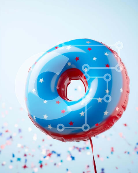 Σετ των 2 Intra Συλλεκτικό Ξύλινο Παζλ Plywood  4mm - Πατριωτικό ντόνατ για την Ημέρα της Ανεξαρτησίας Σε Ξύλινο Κουτί - Διαστάσεις: 10x10 cm – 25 κομμάτια