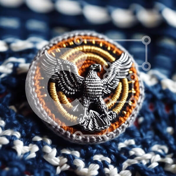 Intra Συλλεκτικό Ξύλινο Παζλ Plywood  4mm - Κεντημένο σήμα αετού σε πλεκτό ύφασμα Σε Ξύλινο Κουτί - Διαστάσεις: 10x10 cm – 25 κομμάτια