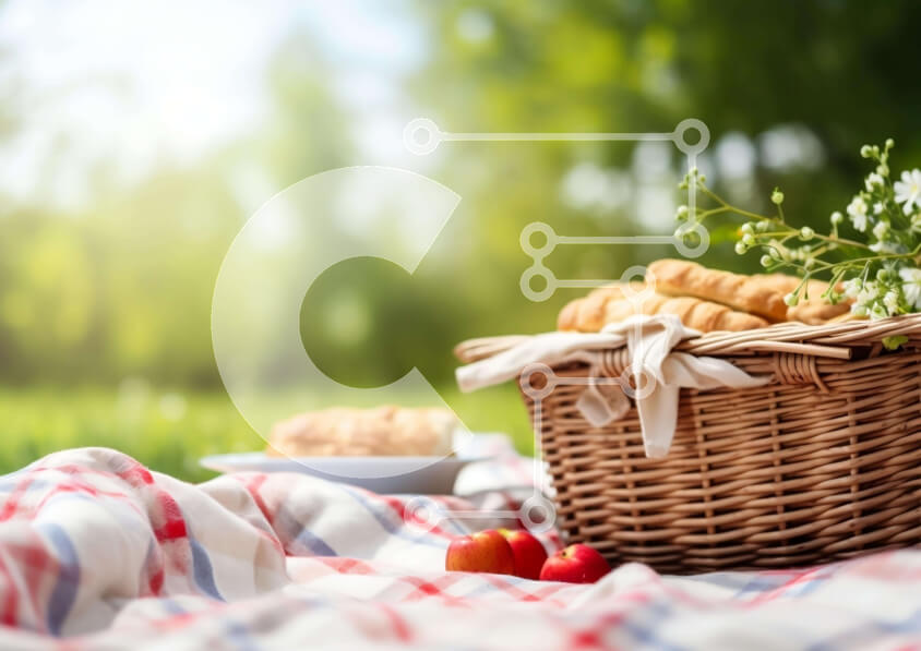 Intra Συλλεκτικό Ξύλινο Παζλ Plywood  4mm - Καλάθι πικνίκ με σάντουιτς, ψωμί και ντομάτες Σε Ξύλινο Κουτί - Διαστάσεις: 10x10 cm – 25 κομμάτια