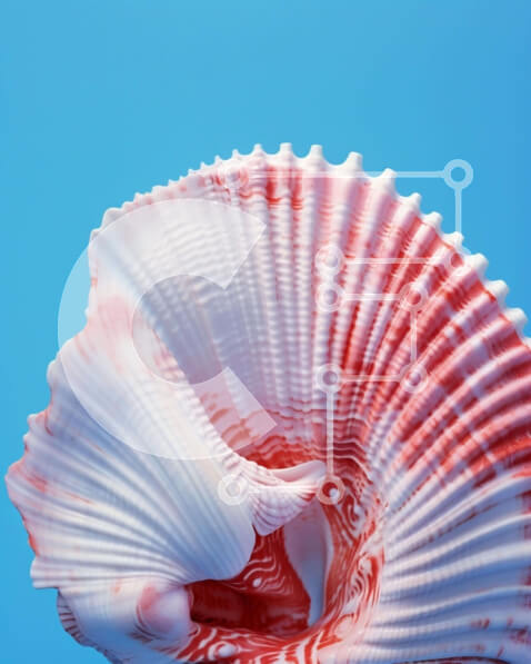 Intra Συλλεκτικό Ξύλινο Παζλ Plywood  4mm - Κόκκινο και άσπρο κοχύλι που επιπλέει στον μπλε ουρανό Σε Ξύλινο Κουτί - Διαστάσεις: 10x10 cm – 25 κομμάτια