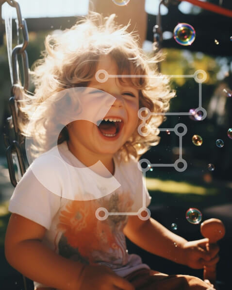 Intra Συλλεκτικό Ξύλινο Παζλ Plywood  4mm - Παιδί που παίζει με τις σαπουνόφουσκες στο πάρκο Σε Ξύλινο Κουτί - Διαστάσεις Puzzle: 10x10 cm – 25 κομμάτια