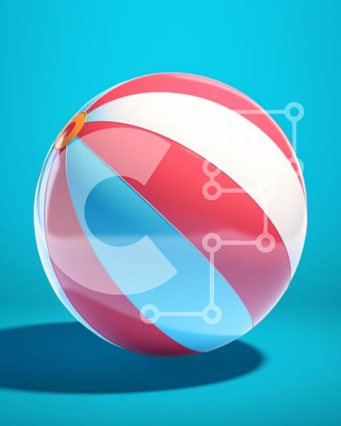 Intra Συλλεκτικό Ξύλινο Παζλ Plywood  4mm - Μπάλα παραλίας με κόκκινες, λευκές και μπλε ρίγες Σε Ξύλινο Κουτί - Διαστάσεις Puzzle: 10x10 cm – 25 κομμάτια