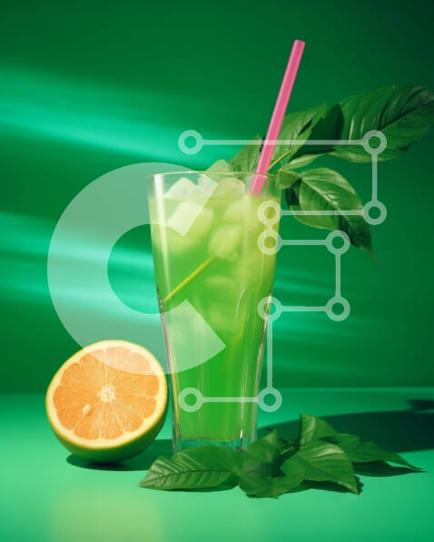 Σετ των 2 Intra Συλλεκτικό Ξύλινο Παζλ Plywood  4mm - Δροσιστικό πράσινο ρόφημα με φέτα πορτοκαλιού και ροζ άχυρο Σε Ξύλινο Κουτί - Διαστάσεις: 10x10 cm – 25 κομμάτια