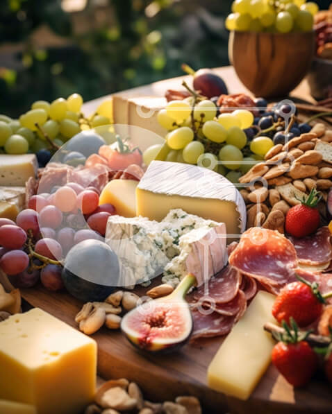 Σετ των 2 Intra Συλλεκτικό Ξύλινο Παζλ Plywood  4mm - Πιατέλα με διάφορα τυριά, φρούτα και ξηρούς καρπούς Σε Ξύλινο Κουτί - Διαστάσεις: 10x10 cm – 25 κομμάτια