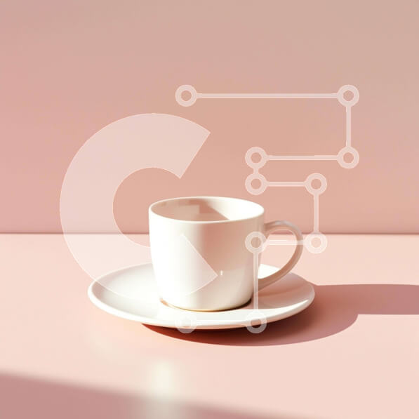 Σετ των 2 Intra Συλλεκτικό Ξύλινο Παζλ Plywood  4mm - Λευκό φλιτζάνι και πιατάκι σε ροζ φόντο Σε Ξύλινο Κουτί - Διαστάσεις: 10x10 cm – 25 κομμάτια