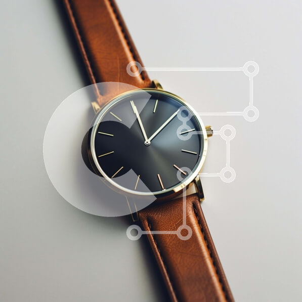 Σετ των 2 Intra Συλλεκτικό Ξύλινο Παζλ Plywood  4mm - Κομψό μαύρο και καφέ ρολόι σε πορτοκαλί δερμάτινο λουρί Σε Ξύλινο Κουτί - Διαστάσεις: 10x10 cm – 25 κομμάτια