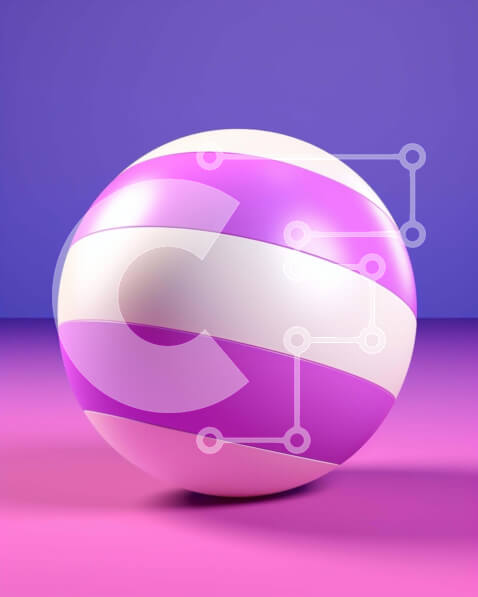 Intra Συλλεκτικό Ξύλινο Παζλ Plywood  4mm - Ροζ και άσπρη ριγέ μπάλα σε αφηρημένο μοβ και ροζ φόντο Σε Ξύλινο Κουτί - Διαστάσεις Puzzle: 10x10 cm – 25 κομμάτια