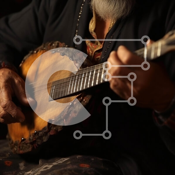 Intra Συλλεκτικό Ξύλινο Παζλ Plywood  4mm - Ηλικιωμένος που παίζει μαντολίνο Σε Ξύλινο Κουτί - Διαστάσεις Puzzle: 10x10 cm – 25 κομμάτια