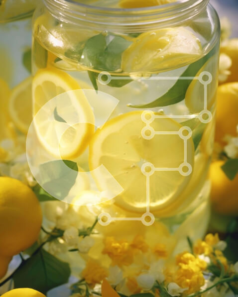 Σετ των 2 Intra Συλλεκτικό Ξύλινο Παζλ Plywood  4mm - Γυάλινο βάζο με φέτες λεμονιού και λευκά τριαντάφυλλα Σε Ξύλινο Κουτί - Διαστάσεις: 10x10 cm – 25 κομμάτια