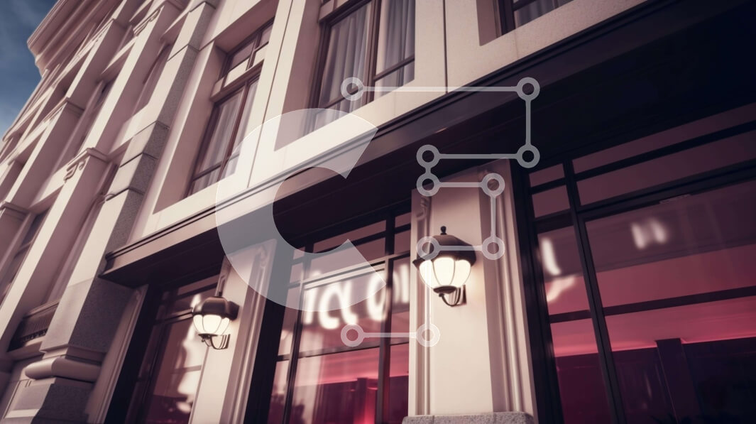 Intra Συλλεκτικό Ξύλινο Παζλ Plywood  4mm - Μοντέρνο εξωτερικό κτήριο φωτισμένο με κόκκινα φώτα Σε Ξύλινο Κουτί - Διαστάσεις Puzzle: 10x10 cm – 25 κομμάτια