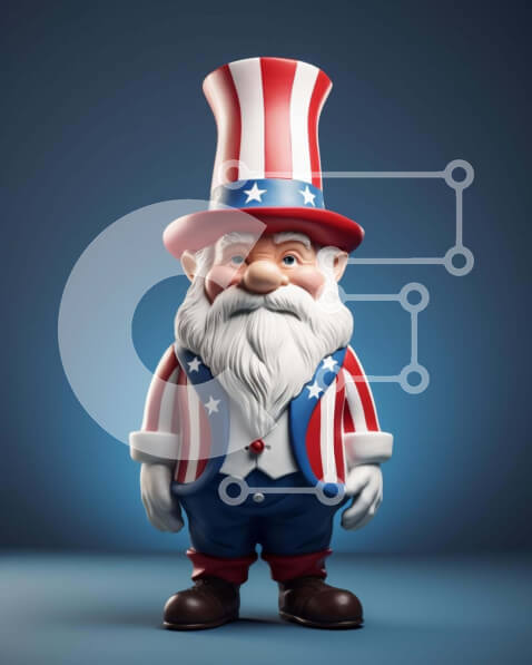 Intra Συλλεκτικό Ξύλινο Παζλ Plywood  4mm - Πατριωτικό ειδώλιο με καπέλο και στολή με αμερικανική σημαία Σε Ξύλινο Κουτί - Διαστάσεις: 10x10 cm – 25 κομμάτια