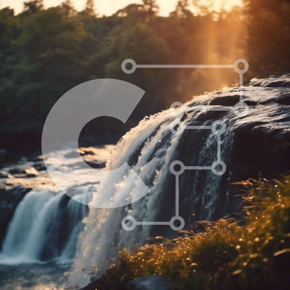 Intra Συλλεκτικό Ξύλινο Παζλ Plywood  4mm - Καταρράκτης ηλιοβασιλέματος στο φυσικό καταφύγιο Σε Ξύλινο Κουτί - Διαστάσεις: 10x10 cm – 25 κομμάτια