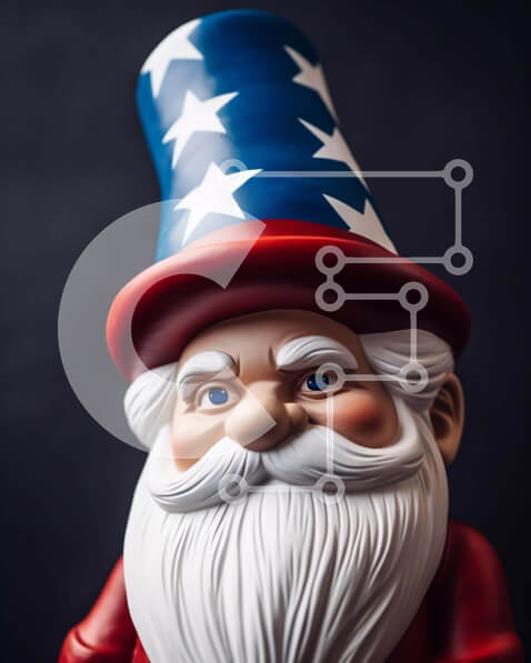 Intra Συλλεκτικό Ξύλινο Παζλ Plywood  4mm - Αμερικάνικο άγαλμα Gnome με πατριωτικές διακοσμήσεις Σε Ξύλινο Κουτί - Διαστάσεις Puzzle: 10x10 cm – 25 κομμάτια