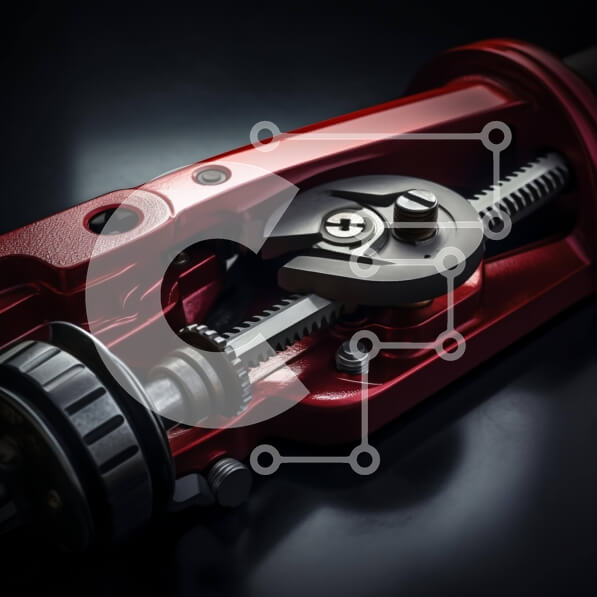 Intra Συλλεκτικό Ξύλινο Παζλ Plywood  4mm - Κόκκινο εργαλείο σε βιομηχανικό περιβάλλον Σε Ξύλινο Κουτί - Διαστάσεις Puzzle: 10x10 cm – 25 κομμάτια