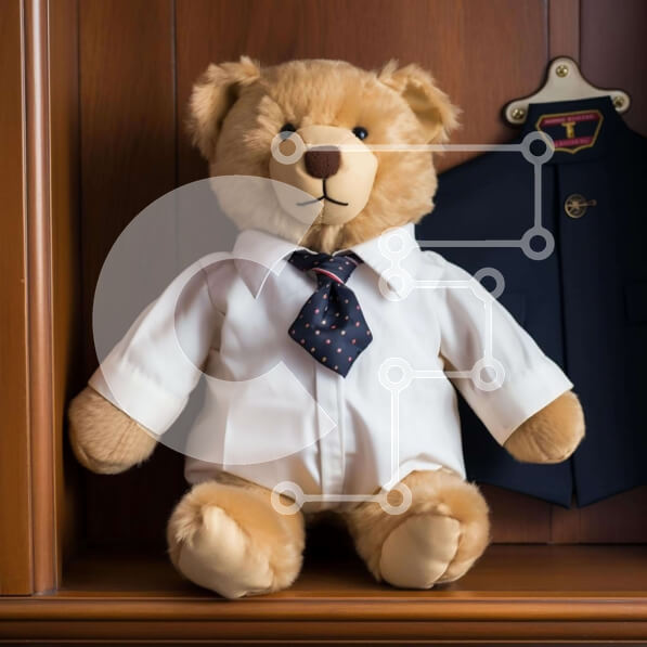 Intra Συλλεκτικό Ξύλινο Παζλ Plywood  4mm - Αρκουδάκι με κομψό κοστούμι σε ξύλινο ράφι Σε Ξύλινο Κουτί - Διαστάσεις: 10x10 cm – 25 κομμάτια