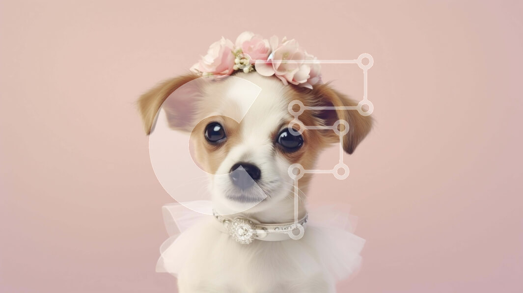 Σετ των 2 Intra Συλλεκτικό Ξύλινο Παζλ Plywood  4mm - Σκύλος που φορά κορώνα λουλουδιών Σε Ξύλινο Κουτί - Διαστάσεις: 10x10 cm – 25 κομμάτια