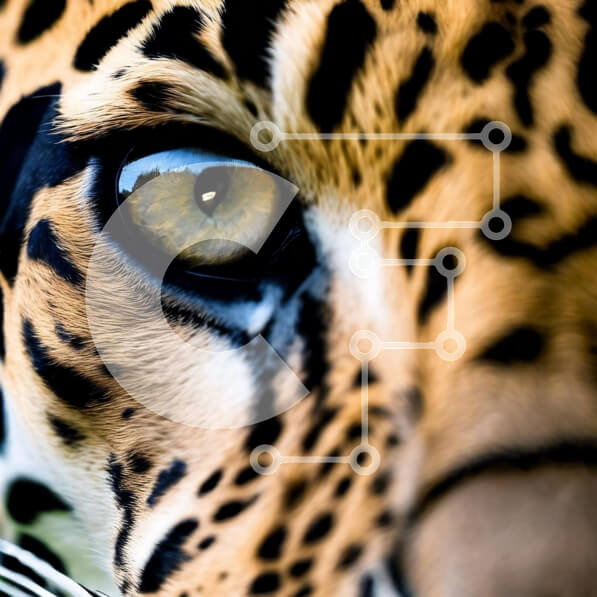 Intra Συλλεκτικό Ξύλινο Παζλ Plywood  4mm - Κοντινό πλάνο του Jaguar's Eye με τα κίτρινα μάτια Σε Ξύλινο Κουτί - Διαστάσεις: 10x10 cm – 25 κομμάτια