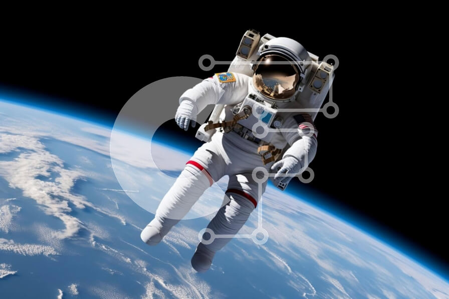 Intra Συλλεκτικό Ξύλινο Παζλ Plywood  4mm - Αστροναύτης που επιπλέει στο διάστημα πάνω από τη Γη Σε Ξύλινο Κουτί - Διαστάσεις Puzzle: 10x10 cm – 25 κομμάτια