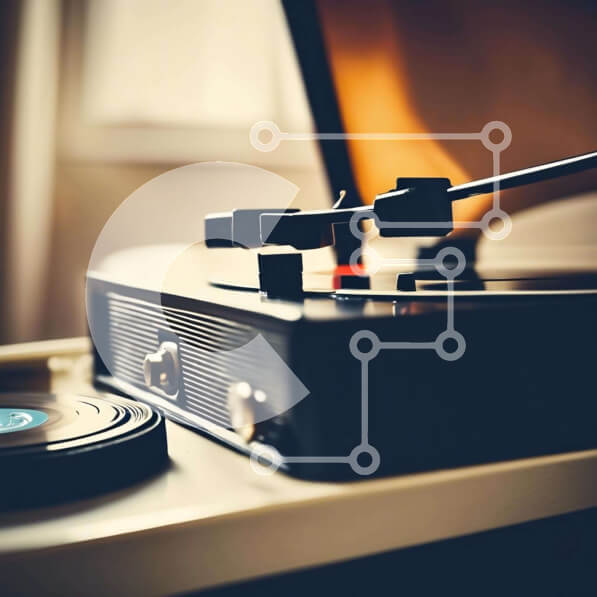 Intra Συλλεκτικό Ξύλινο Παζλ Plywood  4mm - Vintage πικάπ με δίσκο βινυλίου Σε Ξύλινο Κουτί - Διαστάσεις Puzzle: 10x10 cm – 25 κομμάτια