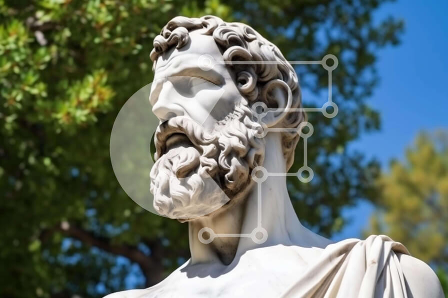 Intra Συλλεκτικό Ξύλινο Παζλ Plywood  4mm - Αρχαίο ελληνικό άγαλμα γενειοφόρου άνδρα Σε Ξύλινο Κουτί - Διαστάσεις Puzzle: 10x10 cm – 25 κομμάτια