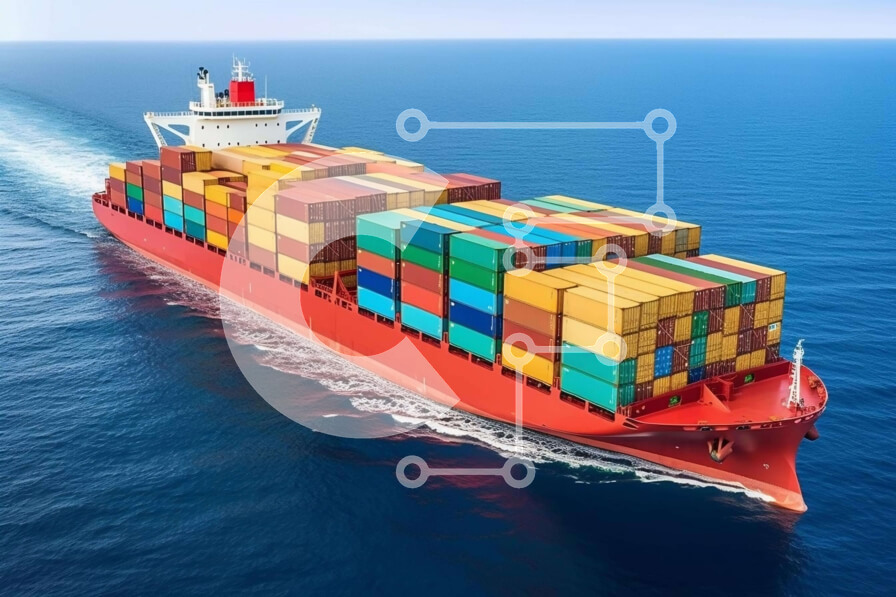 Intra Συλλεκτικό Ξύλινο Παζλ Plywood  4mm - Μεγάλο πλοίο εμπορευματοκιβωτίων που πλέει στον ανοιχτό ωκεανό Σε Ξύλινο Κουτί - Διαστάσεις Puzzle: 10x10 cm – 25 κομμάτια