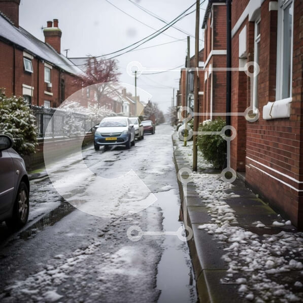 Intra Συλλεκτικό Ξύλινο Παζλ Plywood  4mm - Χιονισμένος δρόμος με παρκαρισμένα αυτοκίνητα Σε Ξύλινο Κουτί - Διαστάσεις Puzzle: 10x10 cm – 25 κομμάτια