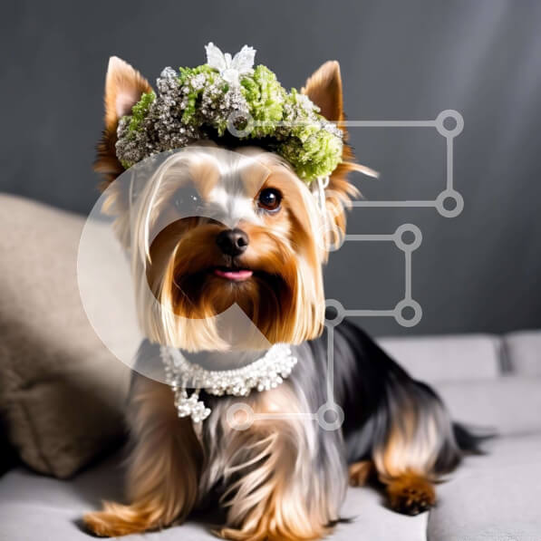 Intra Συλλεκτικό Ξύλινο Παζλ Plywood  4mm - Μικρό σκυλί με floral στέμμα που χαλαρώνει στον καναπέ Σε Ξύλινο Κουτί - Διαστάσεις: 10x10 cm – 25 κομμάτια