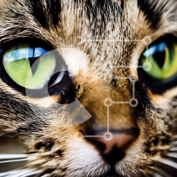 Intra Συλλεκτικό Ξύλινο Παζλ Plywood  4mm - Κοντινό πλάνο με τα πράσινα μάτια της γάτας Σε Ξύλινο Κουτί - Διαστάσεις: 10x10 cm – 25 κομμάτια