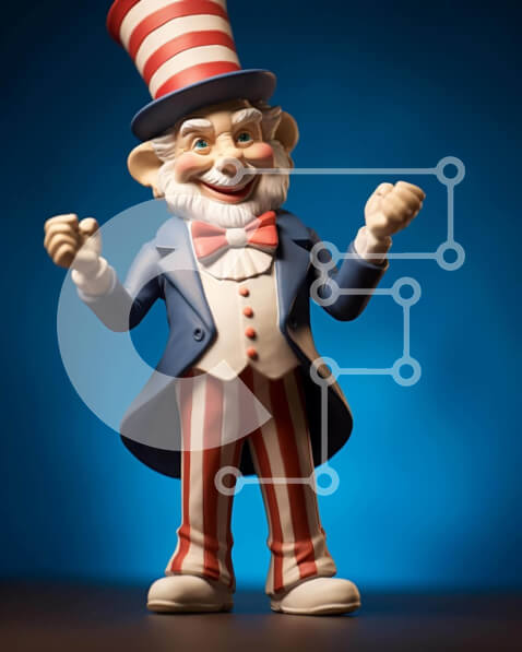 Intra Συλλεκτικό Ξύλινο Παζλ Plywood  4mm - Άγαλμα θείου Σαμ με πατριωτική ενδυμασία με απλωμένα χέρια Σε Ξύλινο Κουτί - Διαστάσεις: 10x10 cm – 25 κομμάτια