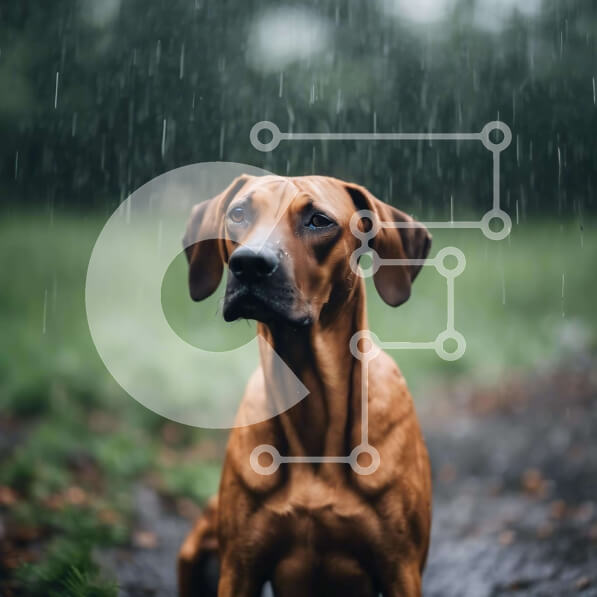 Intra Συλλεκτικό Ξύλινο Παζλ Plywood  4mm - Καφέ σκυλί που κάθεται στη βροχή Σε Ξύλινο Κουτί - Διαστάσεις: 10x10 cm – 25 κομμάτια