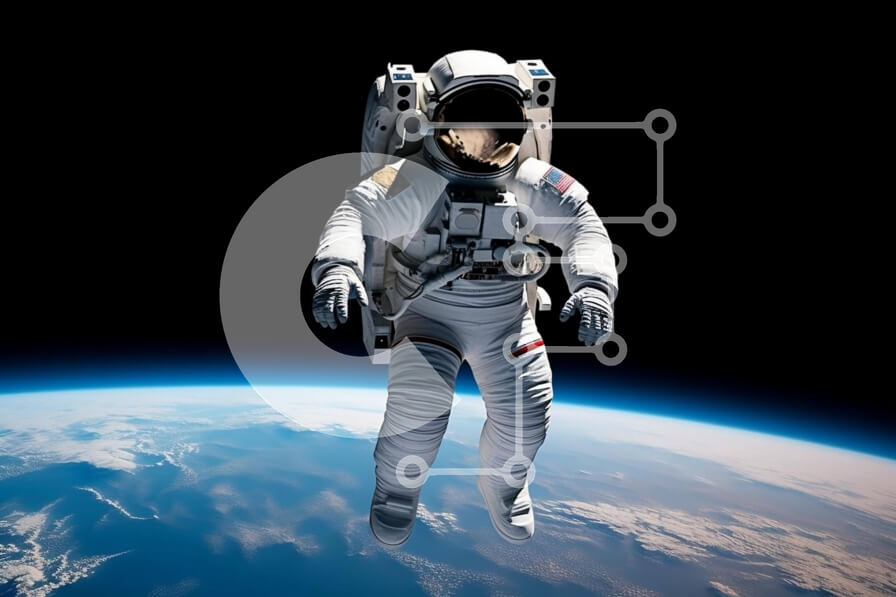 Intra Συλλεκτικό Ξύλινο Παζλ Plywood  4mm - Αστροναύτης που επιπλέει στο διάστημα Σε Ξύλινο Κουτί - Διαστάσεις Puzzle: 10x10 cm – 25 κομμάτια