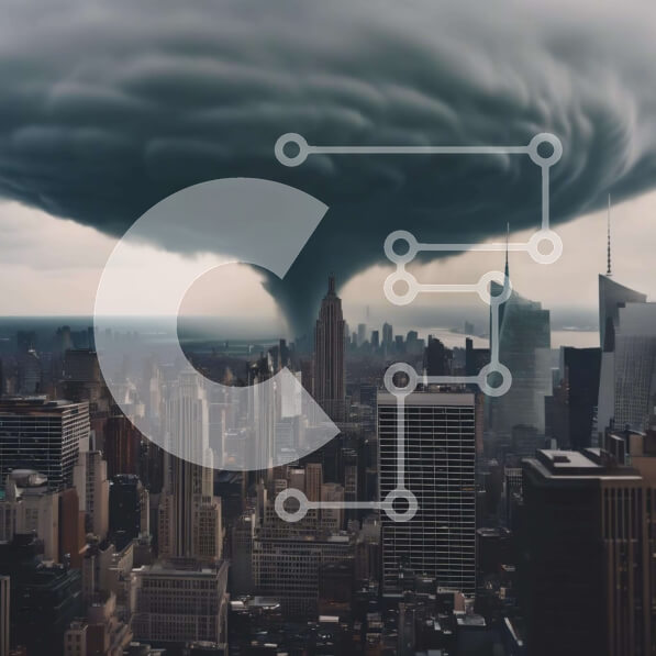 Intra Συλλεκτικό Ξύλινο Παζλ Plywood  4mm - Σκοτεινό σύννεφο πάνω από το αστικό τοπίο - επικείμενη καταιγίδα ή φυσική καταστροφή Σε Ξύλινο Κουτί - Διαστάσεις Puzzle: 10x10 cm – 25 κομμάτια