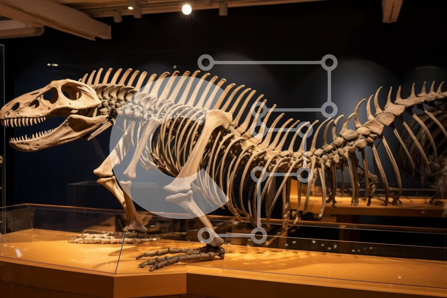 Intra Συλλεκτικό Ξύλινο Παζλ Plywood  4mm - Έκθεση Σκελετού Δεινοσαύρων Σε Ξύλινο Κουτί - Διαστάσεις Puzzle: 10x10 cm – 25 κομμάτια