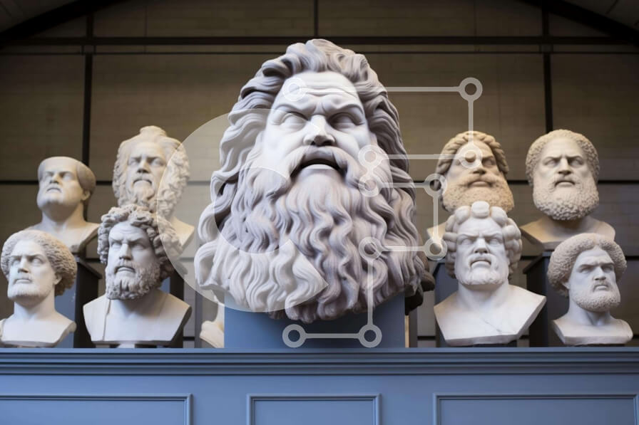 Intra Συλλεκτικό Ξύλινο Παζλ Plywood  4mm - Έκθεση αρχαίων προτομών με τον Σωκράτη και τον Αισχύλο Σε Ξύλινο Κουτί - Διαστάσεις Puzzle: 10x10 cm – 25 κομμάτια