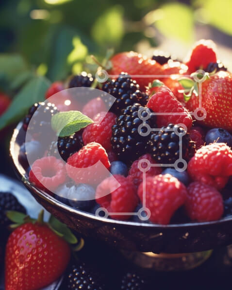 Σετ των 2 Intra Συλλεκτικό Ξύλινο Παζλ Plywood  4mm - Φρέσκα μούρα σε ένα ασημένιο μπολ Σε Ξύλινο Κουτί - Διαστάσεις: 10x10 cm – 25 κομμάτια