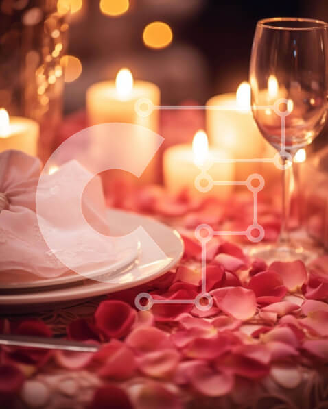 Σετ των 2 Intra Συλλεκτικό Ξύλινο Παζλ Plywood  4mm - Ρομαντικό Τραπέζι με Φως Κεριού και Ροζ Πέταλα Σε Ξύλινο Κουτί - Διαστάσεις: 10x10 cm – 25 κομμάτια