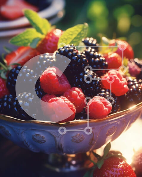 Σετ των 2 Intra Συλλεκτικό Ξύλινο Παζλ Plywood  4mm - Φρέσκα μούρα σε ένα μπολ με πράσινο Σε Ξύλινο Κουτί - Διαστάσεις: 10x10 cm – 25 κομμάτια