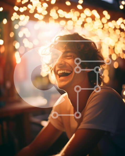 Intra Συλλεκτικό Ξύλινο Παζλ Plywood  4mm - Νεαρός άνδρας που χαμογελά και γελά σε υπαίθριο περιβάλλον Σε Ξύλινο Κουτί - Διαστάσεις Puzzle: 10x10 cm – 25 κομμάτια