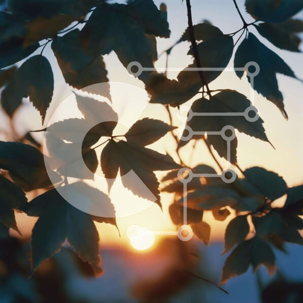 Intra Συλλεκτικό Ξύλινο Παζλ Plywood  4mm - Κλάδος φύλλων με τη δύση του ήλιου Σε Ξύλινο Κουτί - Διαστάσεις: 10x10 cm – 25 κομμάτια