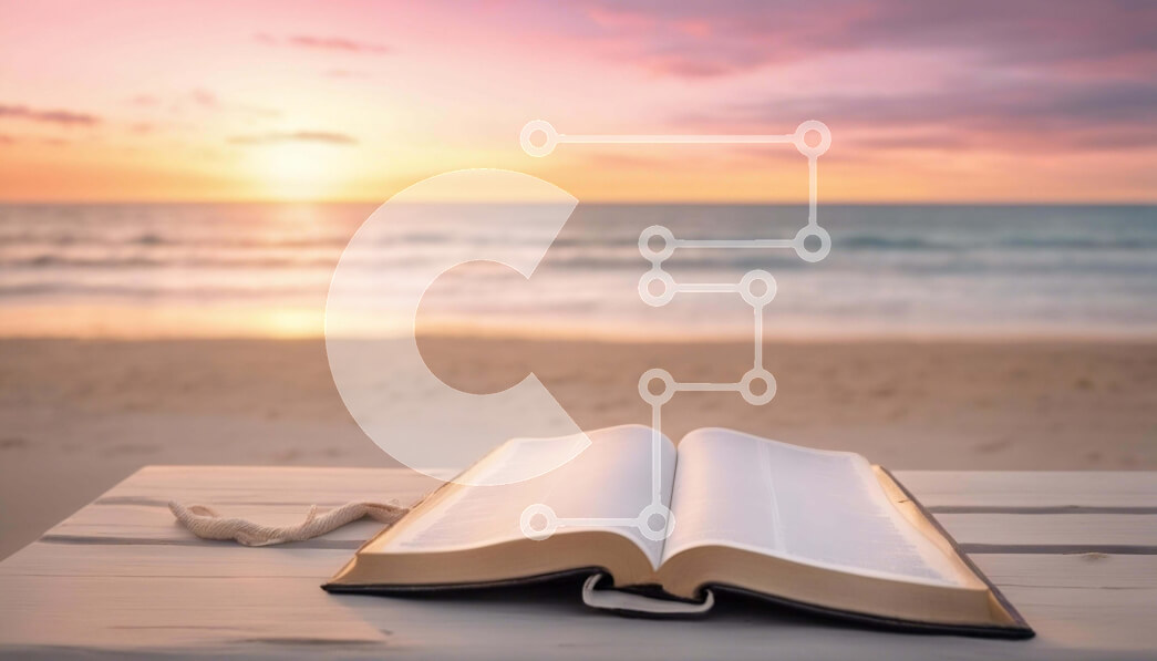 Intra Συλλεκτικό Ξύλινο Παζλ Plywood  4mm - Ανοιχτό βιβλίο σε ξύλινο τραπέζι στην παραλία με φόντο του ωκεανού Σε Ξύλινο Κουτί - Διαστάσεις: 10x10 cm – 25 κομμάτια