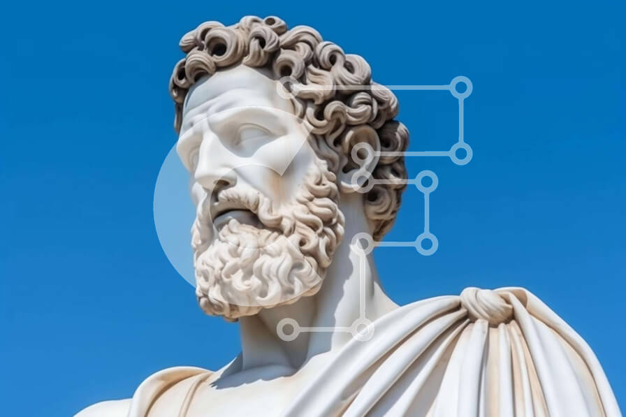 Intra Συλλεκτικό Ξύλινο Παζλ Plywood  4mm - Άγαλμα του Σωκράτη με μακριά μαλλιά και γένια Σε Ξύλινο Κουτί - Διαστάσεις Puzzle: 10x10 cm – 25 κομμάτια