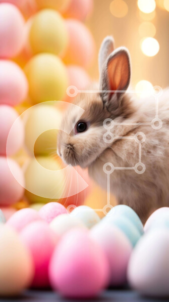 Σετ των 2 Intra Συλλεκτικό Ξύλινο Παζλ Plywood  4mm - Χαριτωμένο κουνέλι λαγουδάκι ανάμεσα σε πολύχρωμα πασχαλινά αυγά Σε Ξύλινο Κουτί - Διαστάσεις: 10x10 cm – 25 κομμάτια