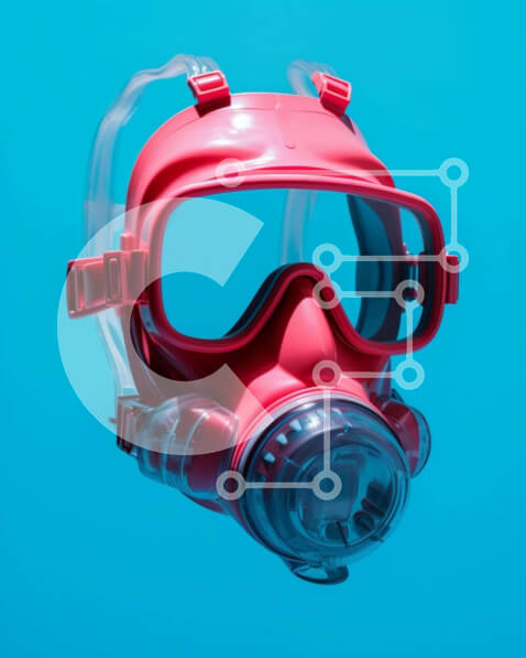 Intra Συλλεκτικό Ξύλινο Παζλ Plywood  4mm - Κόκκινη μάσκα κατάδυσης σε μπλε φόντο Σε Ξύλινο Κουτί - Διαστάσεις Puzzle: 10x10 cm – 25 κομμάτια