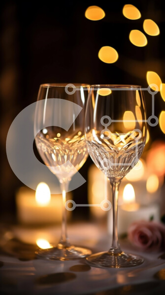 Intra Συλλεκτικό Ξύλινο Παζλ Plywood  4mm - Ποτήρια κρασιού στο τραπέζι με αναμμένα κεριά στο φόντο Σε Ξύλινο Κουτί - Διαστάσεις: 10x10 cm – 25 κομμάτια