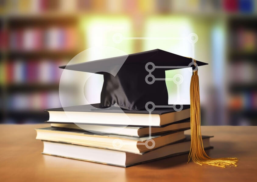 Intra Συλλεκτικό Ξύλινο Παζλ Plywood  4mm - Συμβολική εικόνα αποφοίτησης με καπέλο αποφοίτησης στα βιβλία Σε Ξύλινο Κουτί - Διαστάσεις Puzzle: 10x10 cm – 25 κομμάτια