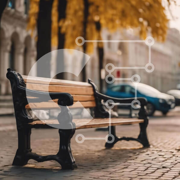 Intra Συλλεκτικό Ξύλινο Παζλ Plywood  4mm - Ήσυχη σκηνή πάρκου με ξύλινο πάγκο και δέντρα Σε Ξύλινο Κουτί - Διαστάσεις Puzzle: 10x10 cm – 25 κομμάτια