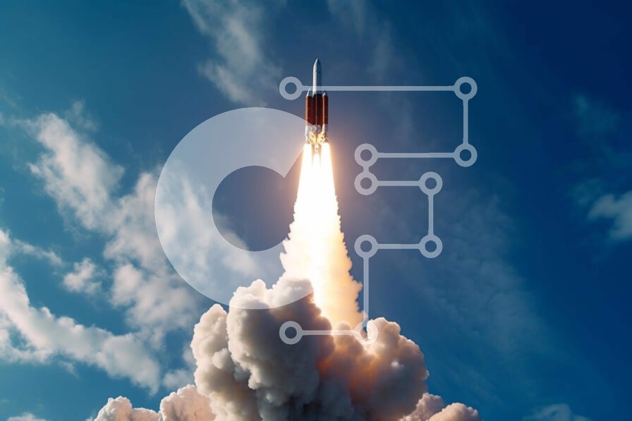 Intra Συλλεκτικό Ξύλινο Παζλ Plywood  4mm - Εκτόξευση πυραύλων στο Blue Sky με Ascending Smoke Σε Ξύλινο Κουτί - Διαστάσεις Puzzle: 10x10 cm – 25 κομμάτια