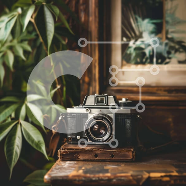 Intra Συλλεκτικό Ξύλινο Παζλ Plywood  4mm - Vintage κάμερα σε ξύλινο τραπέζι Σε Ξύλινο Κουτί - Διαστάσεις: 10x10 cm – 25 κομμάτια